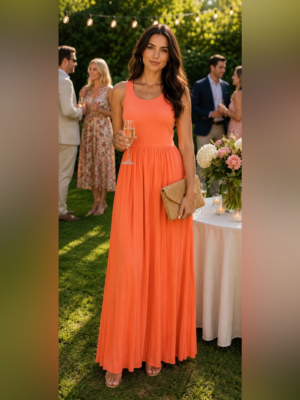 ISLAND COMPANY Coral Vintage Island Tee Cotton Maxi Dress XS